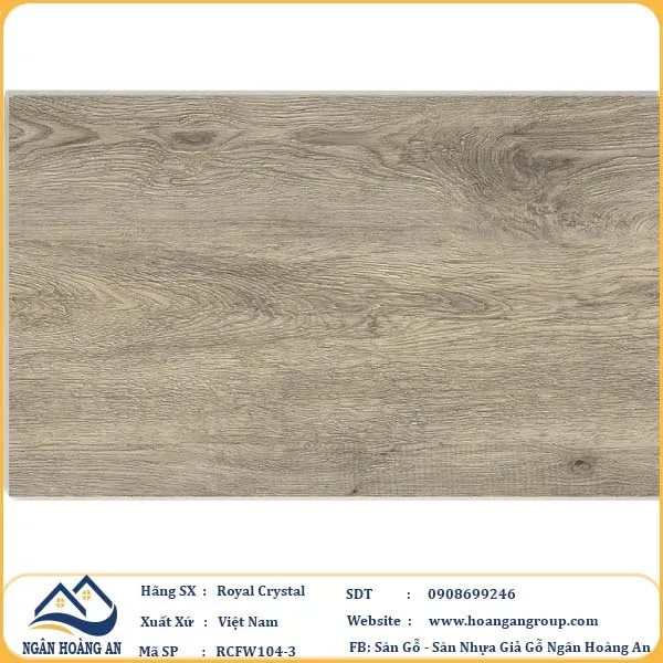 Sàn Đá Công Nghệ Giả Gỗ Hèm Khóa SPC Royal Crystal RCFW104-3 (S03)